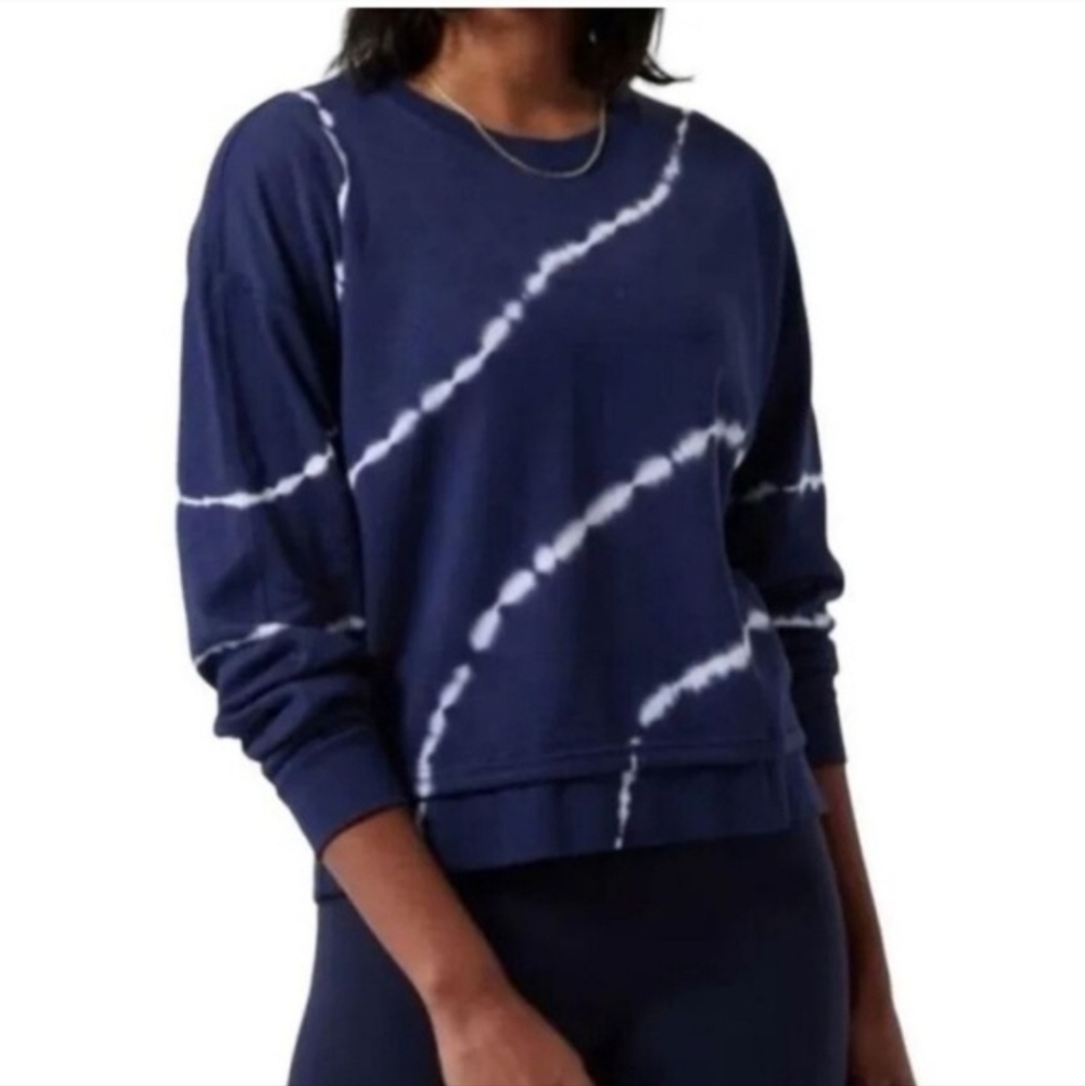 Athleta Sundown Tie Dye Stripe Striped Pullover Athleisure Casual Sweatshirt XL